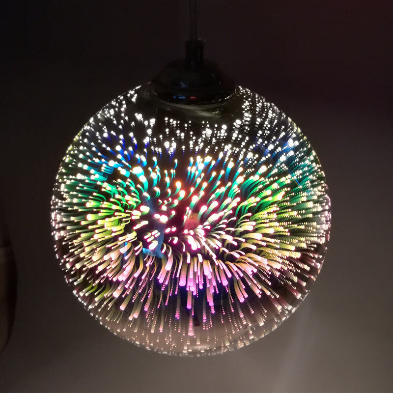 Norvo | Moderne kreativ 3D fargerik fyrverkeriglass 1-lampe kuppelpendellampe