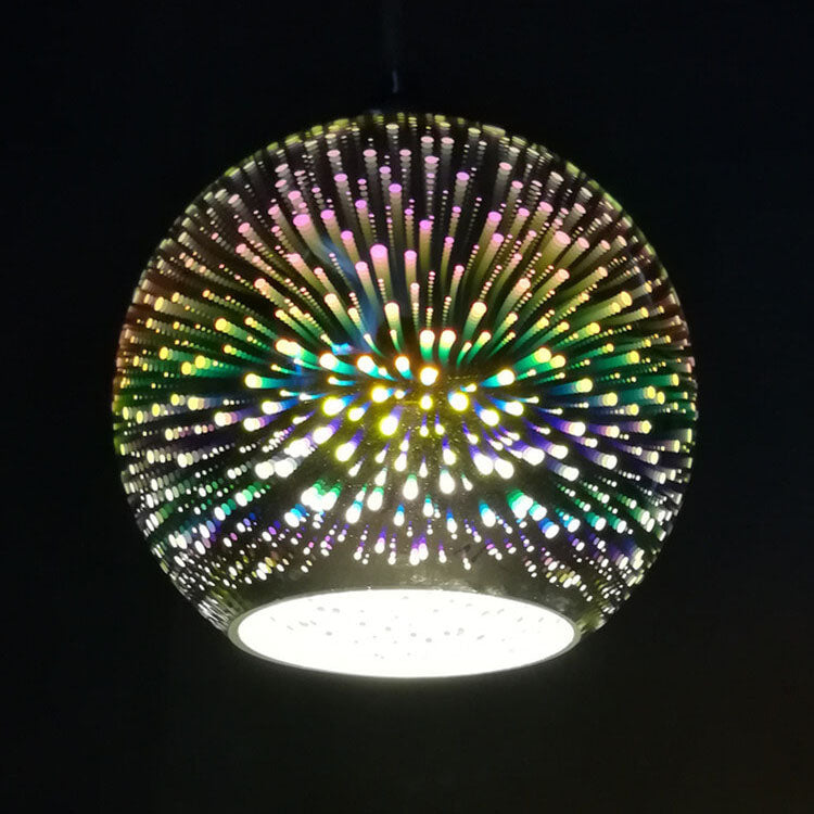 Norvo | Moderne kreativ 3D fargerik fyrverkeriglass 1-lampe kuppelpendellampe