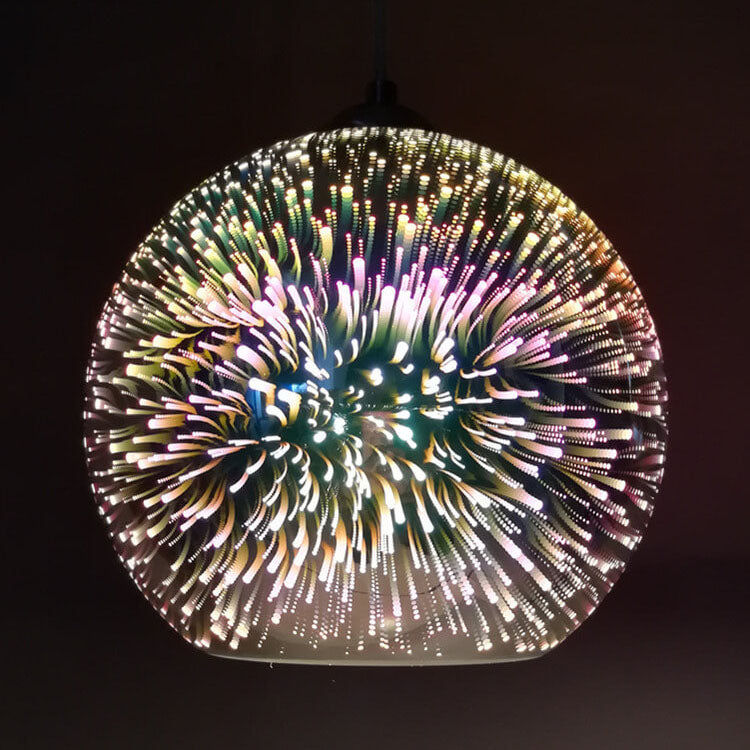 Norvo | Moderne kreativ 3D fargerik fyrverkeriglass 1-lampe kuppelpendellampe