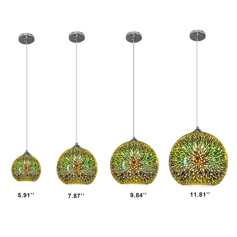 Norvo | Moderne kreativ 3D fargerik fyrverkeriglass 1-lampe kuppelpendellampe
