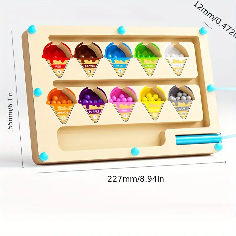 Norvo | Magnetisk Is Labyrint Puslespill - Fargerik Pedagogisk Leketøy for Barn fra 3 År