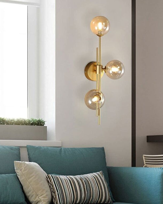 Norvo | 3 Hode Glass Ball Vegglampe - Amber