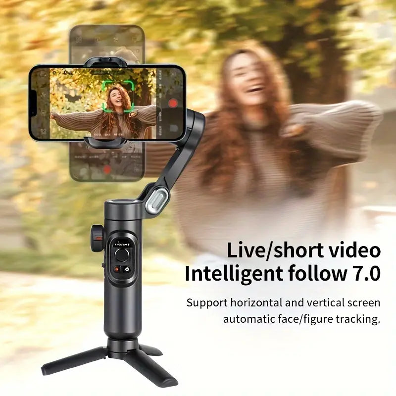 Norvo | SmartPro Smartphone Gimbal Stabiliser – Sammenleggbar 3-akset hånden stabilisator for iPhone & Android