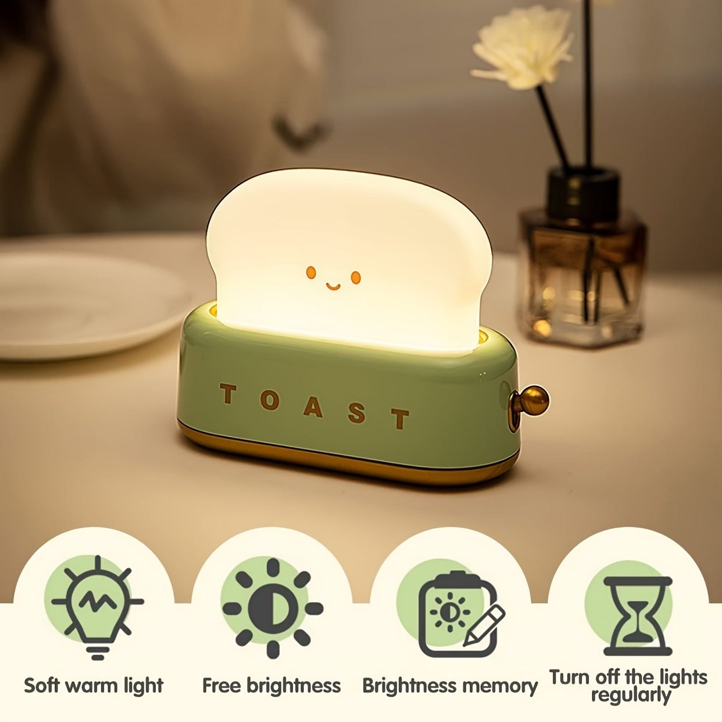 LumiToast - USB LED Bordlampe med Varm Glød