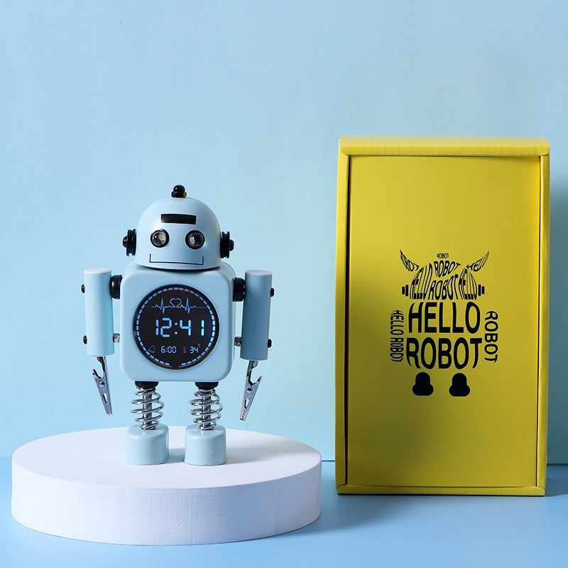 Norvo | Robot Vekkerklokke, Lettlest Digitalt Display, Behagelige Lyder & Temperatur