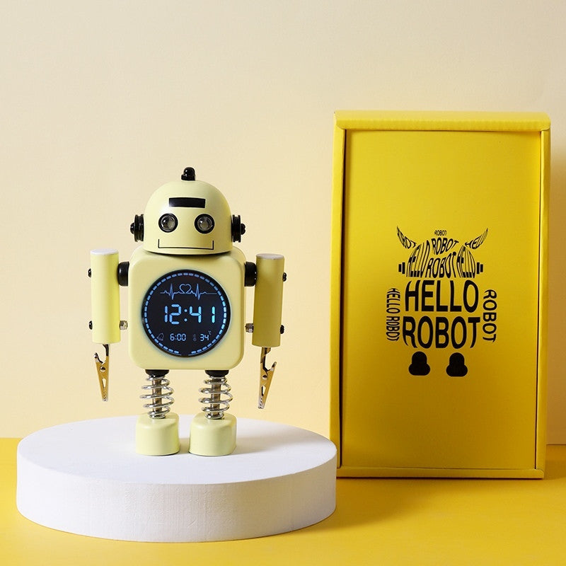 Norvo | Robot Vekkerklokke, Lettlest Digitalt Display, Behagelige Lyder & Temperatur