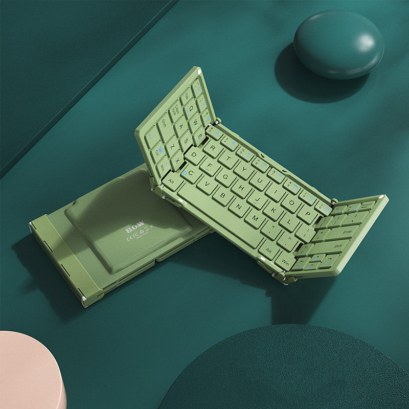 Norvo | Sammenleggbar Oppladbar Trådløs Tastatur med Lærveske, for Android Windows iOS Nettbrett & Laptop