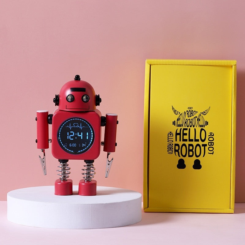 Norvo | Robot Vekkerklokke, Lettlest Digitalt Display, Behagelige Lyder & Temperatur