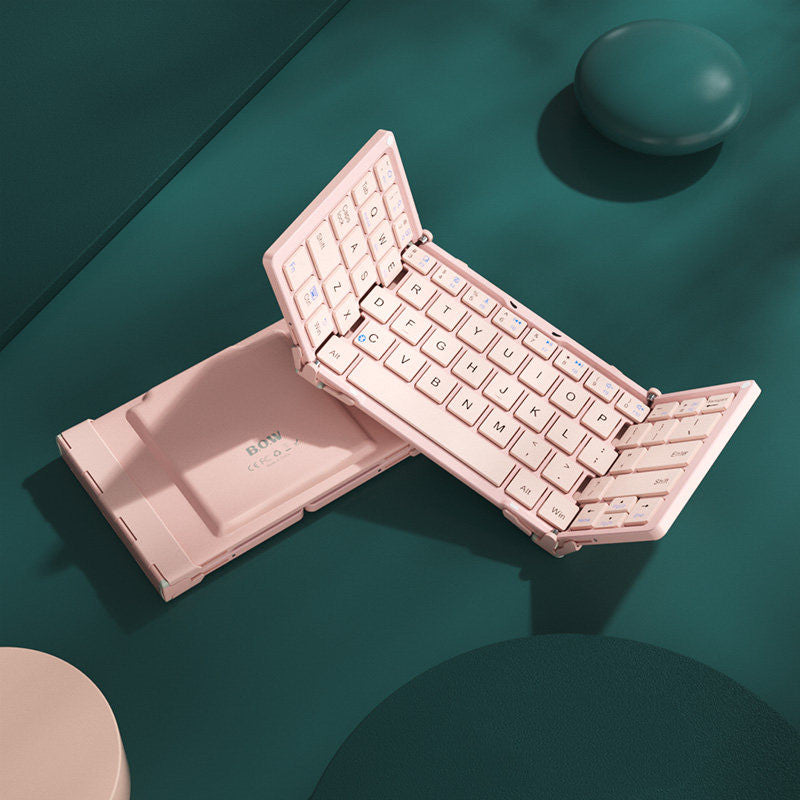 Norvo | Sammenleggbar Oppladbar Trådløs Tastatur med Lærveske, for Android Windows iOS Nettbrett & Laptop