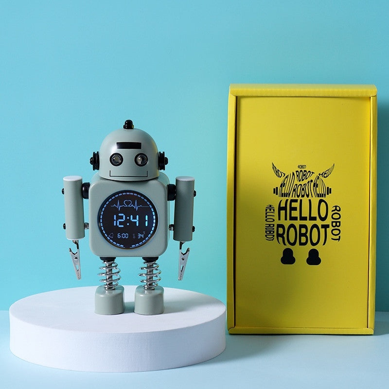 Norvo | Robot Vekkerklokke, Lettlest Digitalt Display, Behagelige Lyder & Temperatur
