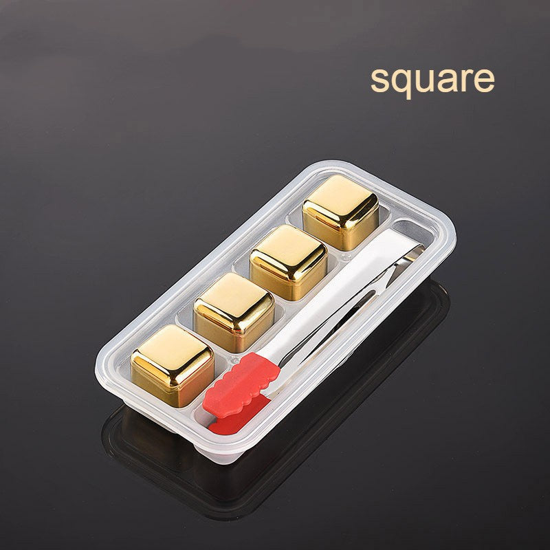 Norvo | Gjenbrukbare rustfrie stålisbiter, med spiss tang og oppbevaringsbrett (Sett med 4)