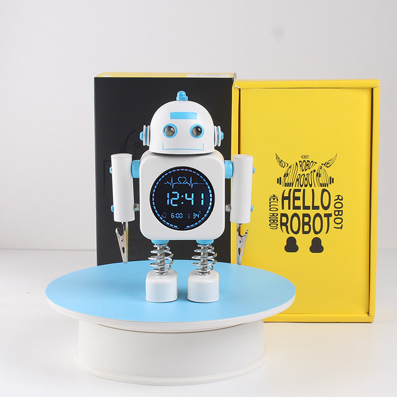 Norvo | Robot Vekkerklokke, Lettlest Digitalt Display, Behagelige Lyder & Temperatur