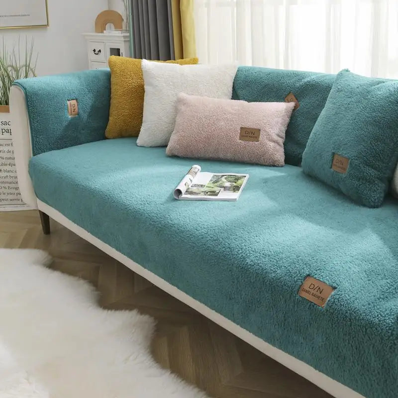 Norvo | Vanntett Tykk Fuzzy Sherpa Fleece Rutsjesikker Sofa Deksel