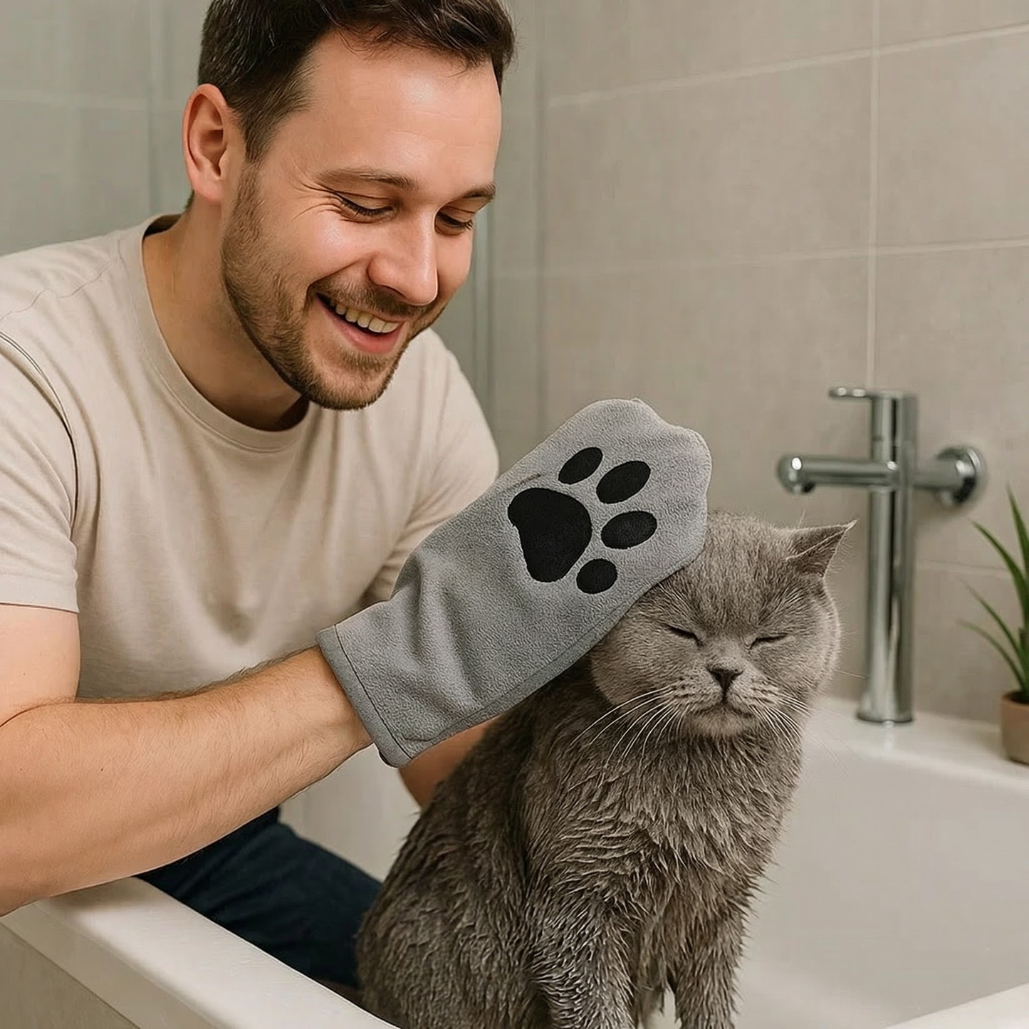 Dyrepleie mikrofiberhanske – tørr badelaken & pelsrengjøring for katter Norvo