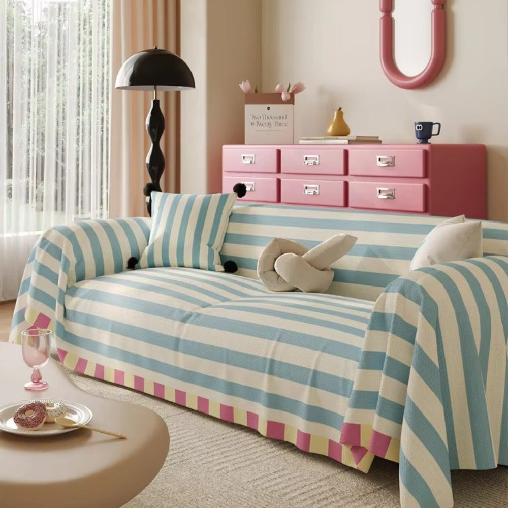 Norvo | Atelier Pastel Stripete Sofa Trekk