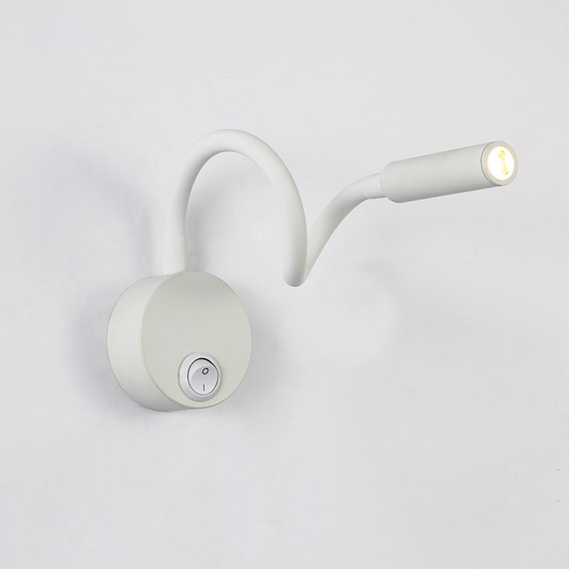 Norvo | Modern Minimalist Iron Round Flexible Bend Tube LED Reading Lamp Wall Sconce Lamp for Bedroom