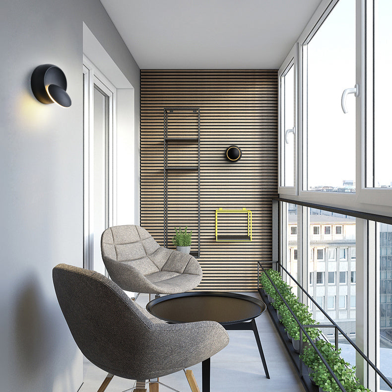 Norvo | Moderne nordisk jern rund eklips roterbar LED vegglampe for nattbord