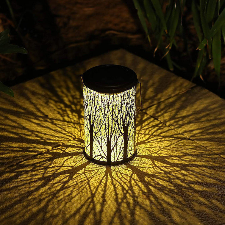 Norvo | Moderne Art Deco Solar vanntett hul tre sylinder jern LED landskapsbelysning utendørs lys for hage