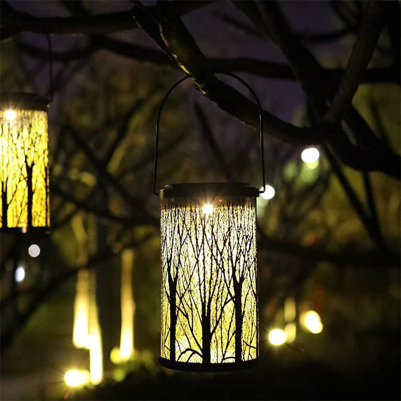 Norvo | Moderne Art Deco Solar vanntett hul tre sylinder jern LED landskapsbelysning utendørs lys for hage