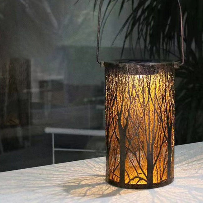 Norvo | Moderne Art Deco Solar vanntett hul tre sylinder jern LED landskapsbelysning utendørs lys for hage
