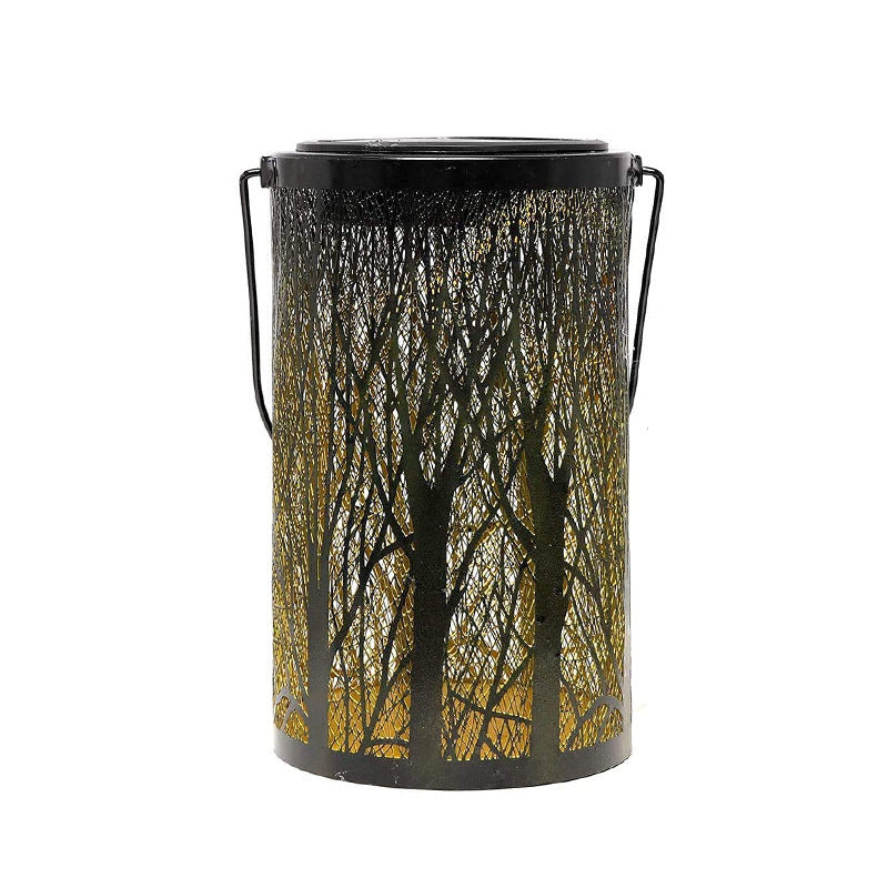 Norvo | Moderne Art Deco Solar vanntett hul tre sylinder jern LED landskapsbelysning utendørs lys for hage