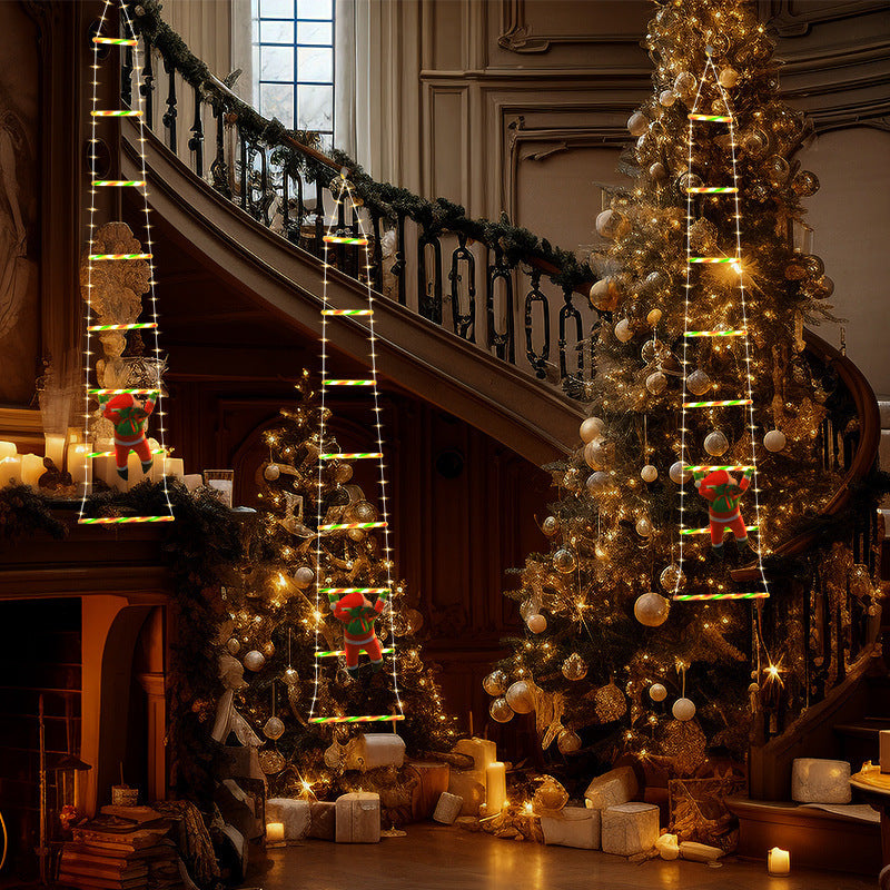 Norvo | Moderne Art Deco Vanntett USB Lær Snor Santa Klatring Stige Juledekorasjon LED Lyslenker Utendørs Lys For Utendørs Patio