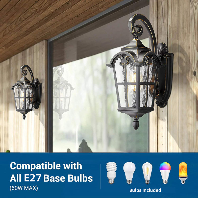 Norvo | Sollys Vanntett Utendørs Vegglampe | Vintage Design med Fjernkontroll for Veranda, Patio & Hagebruk