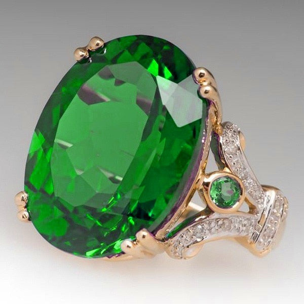 Norvo | Fashionable Luksuriøs Fargerik Kubisk Zirkonia Ring Oval Steinfinger Ring For Kvinner