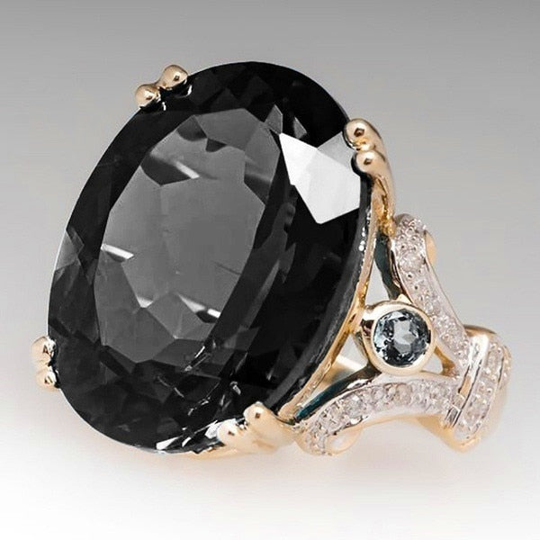 Norvo | Fashionable Luksuriøs Fargerik Kubisk Zirkonia Ring Oval Steinfinger Ring For Kvinner