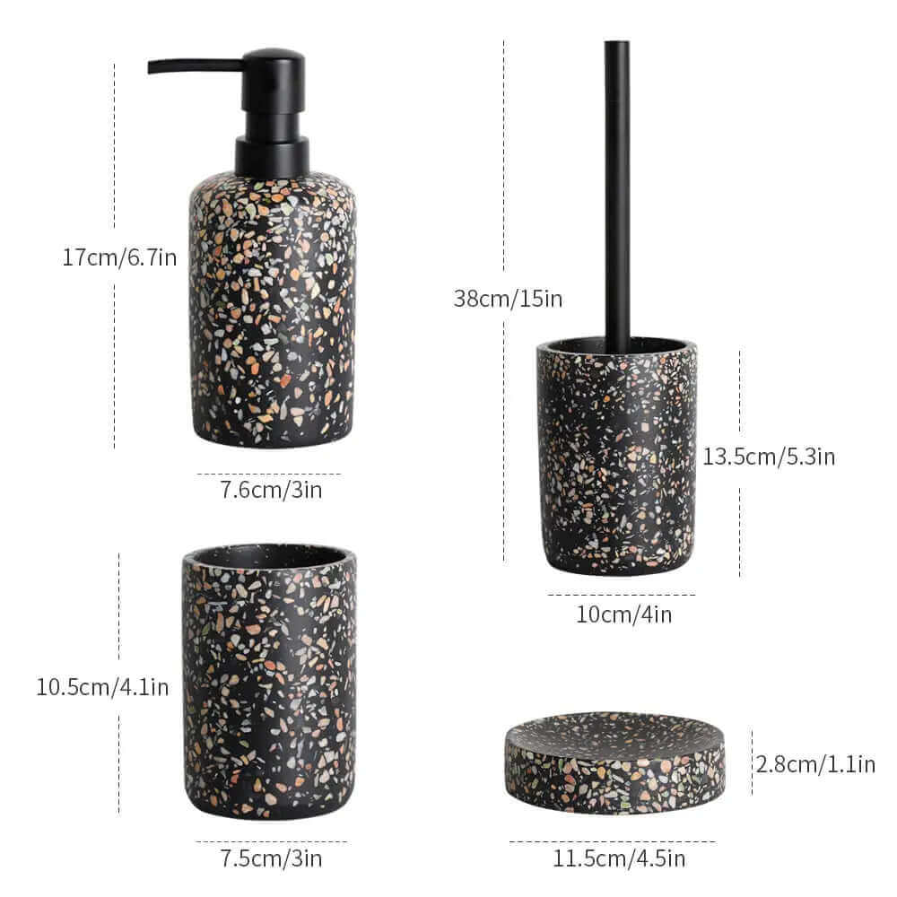 Svart terrazzo baderomsutstyr
