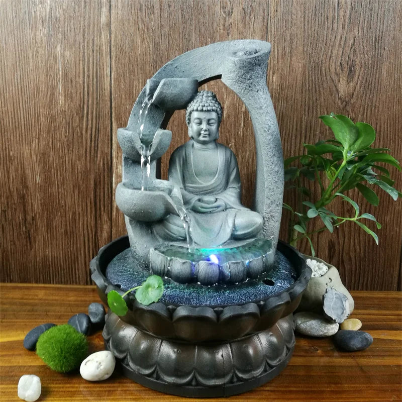 Buddha Vannfontene for Innendørsbruk, Avslappende Innendørsfontene med LED-belysning