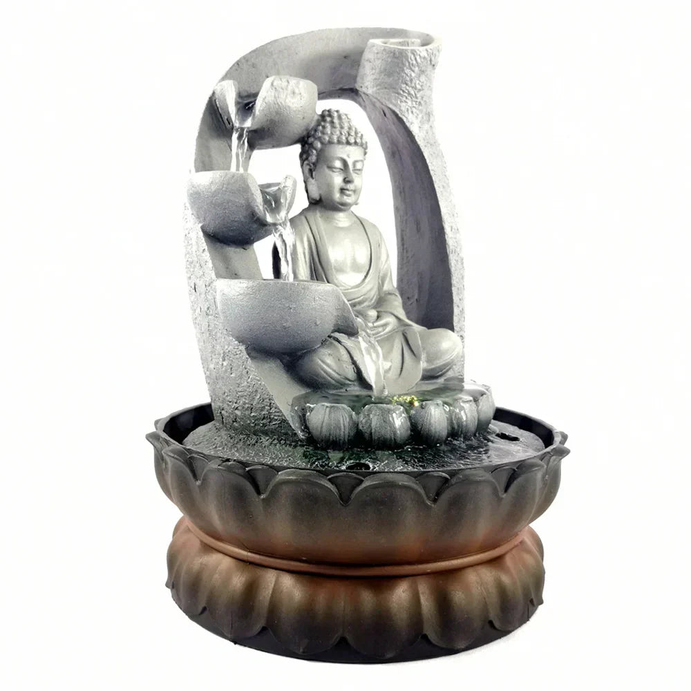 Buddha Vannfontene for Innendørsbruk, Avslappende Innendørsfontene med LED-belysning