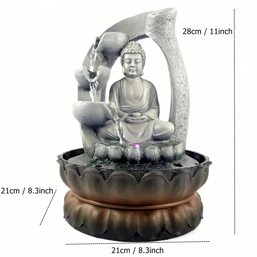 Buddha Vannfontene for Innendørsbruk, Avslappende Innendørsfontene med LED-belysning