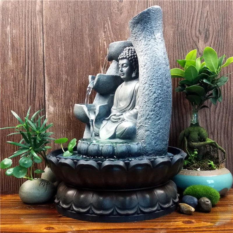 Buddha Vannfontene for Innendørsbruk, Avslappende Innendørsfontene med LED-belysning