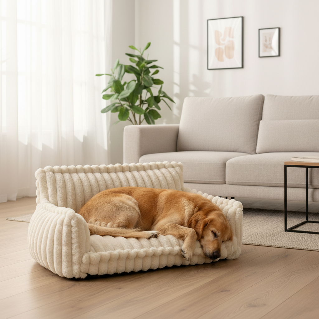 Norvo | Ortopedisk Hundesofa med Vaskbart Plysjtrekk