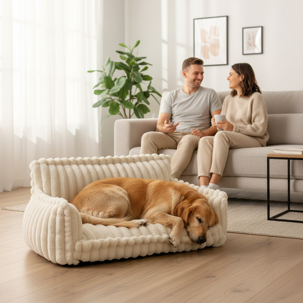 Norvo | Ortopedisk Hundesofa med Vaskbart Plysjtrekk