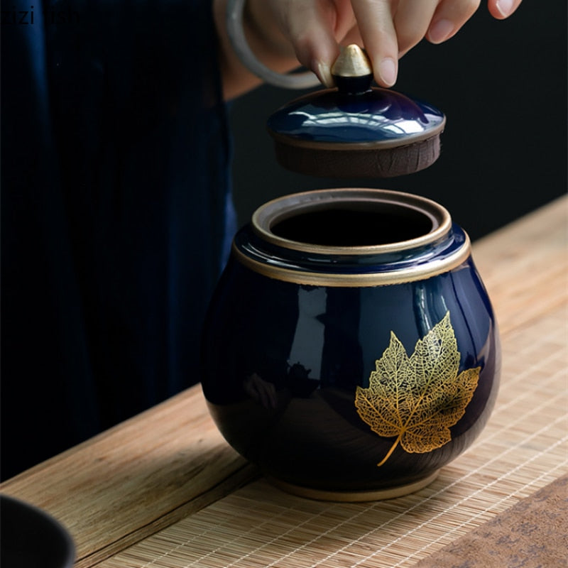 Norvo | Keramisk Tekanne Tea Cajon Teeboks Oppbevaring Te Beholder Fuktbestandig Forseglet Tank Oppbevaringsbeholder Godteri Krukke Oppbevaringsboks