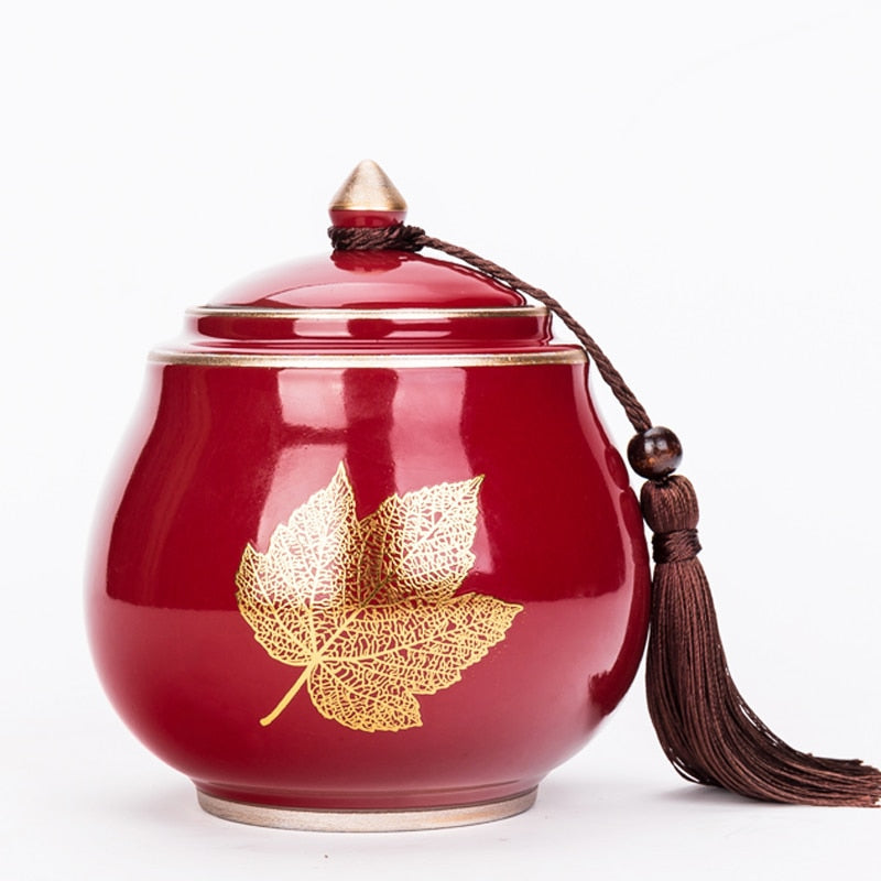 Norvo | Keramisk Tekanne Tea Cajon Teeboks Oppbevaring Te Beholder Fuktbestandig Forseglet Tank Oppbevaringsbeholder Godteri Krukke Oppbevaringsboks