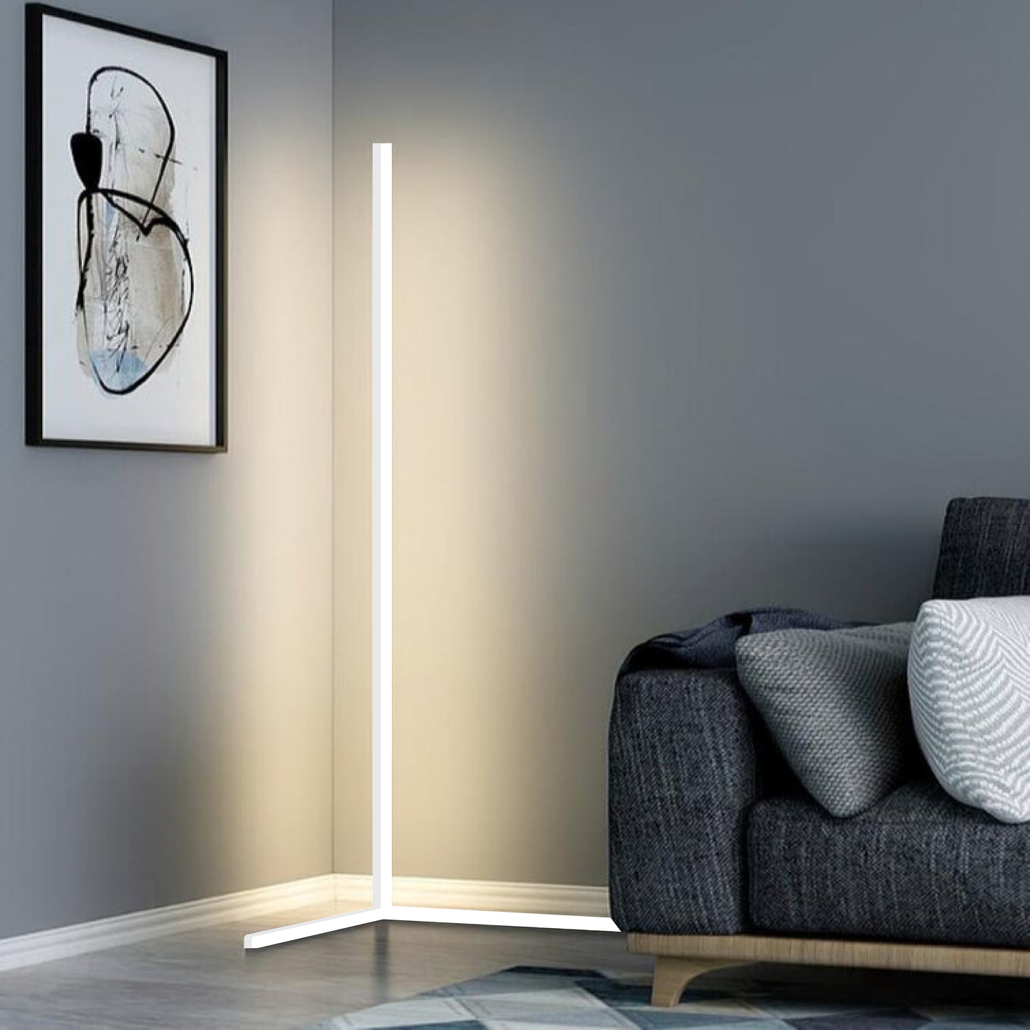 Norvo | Moderne Krok LED Gulvlampe – Plassbesparende Minimalistisk Design med Myk Ambient Belysning