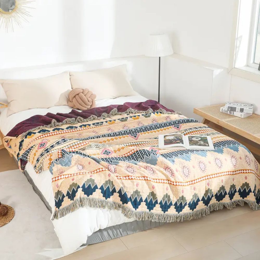 Norvo | Cozy Artisan Patterned Cotton Throw Blanket