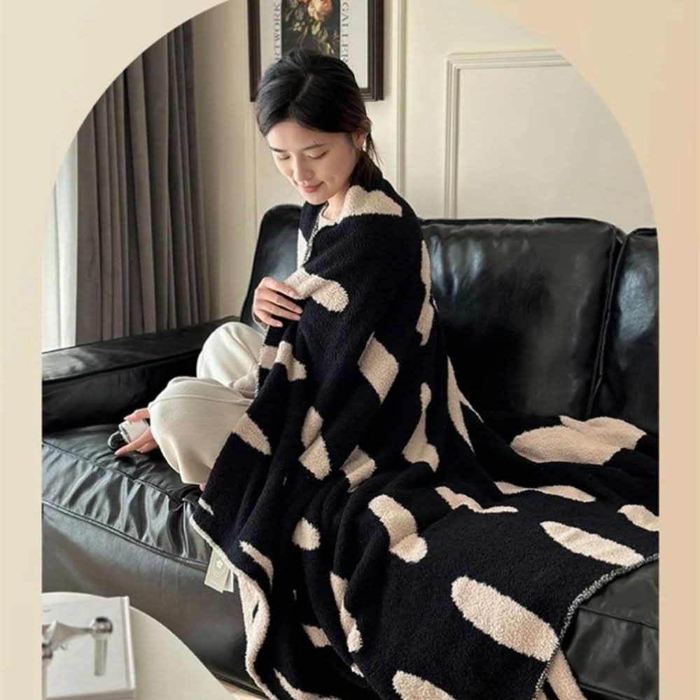 Norvo | Reversibel Prikkete Fleece Teppe for Sofa og Seng