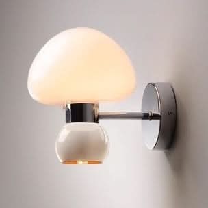 Norvo | Cream Colored Glass Mushroom Wall Lamp