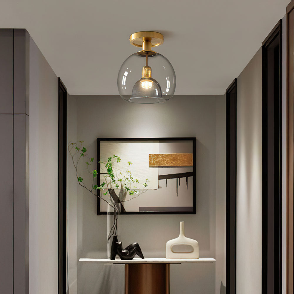 Norvo | Moderne Grå Glass Taklampe for Gang & Inngangsbelysning