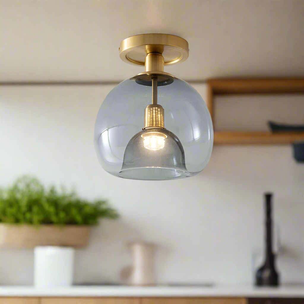 Norvo | Moderne Grå Glass Taklampe for Gang & Inngangsbelysning