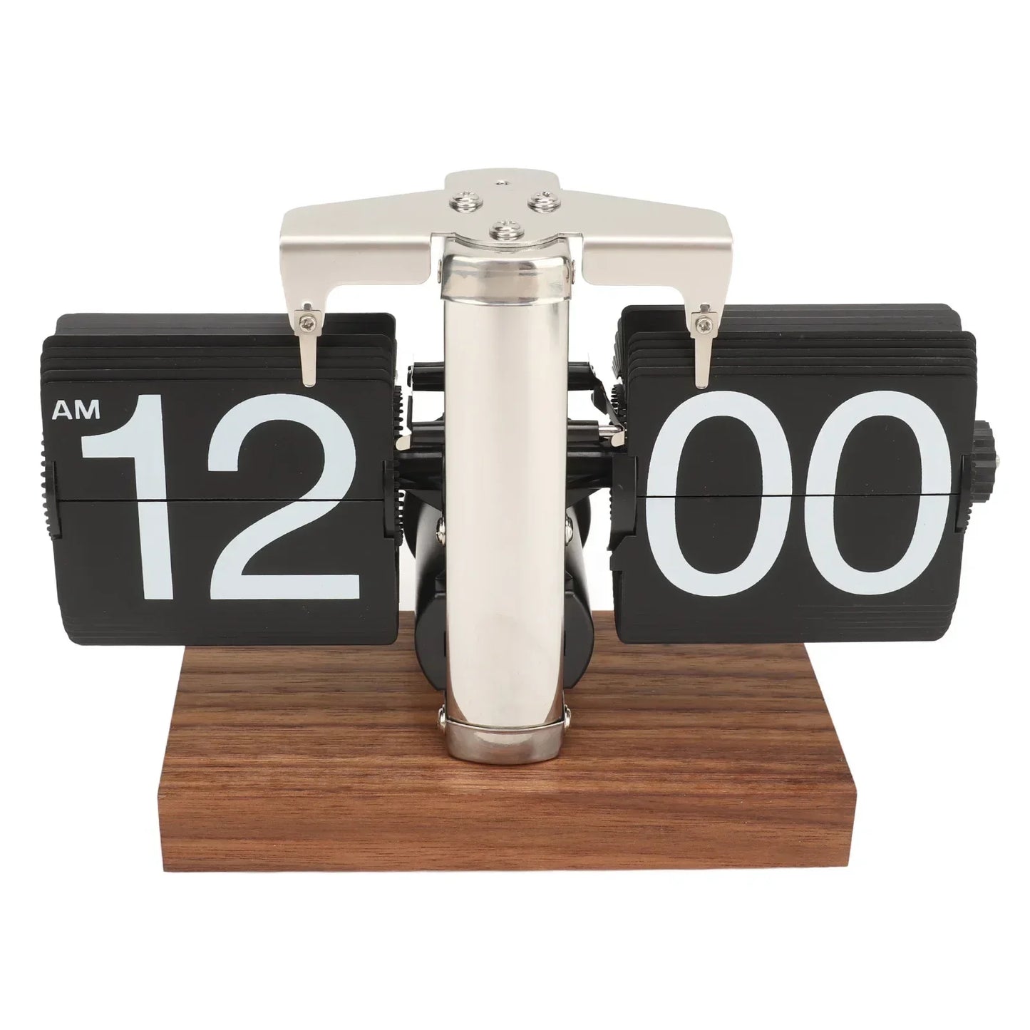 Norvo | Silvara – Vintage Flip Down Clock in Valnøtt Tre | Retro Mekanisk Design