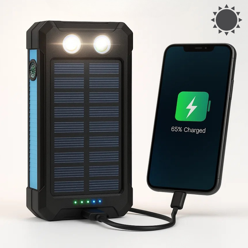 Norvo | 500000mAh Solenergilader Vanntett Strømbank Ekstern