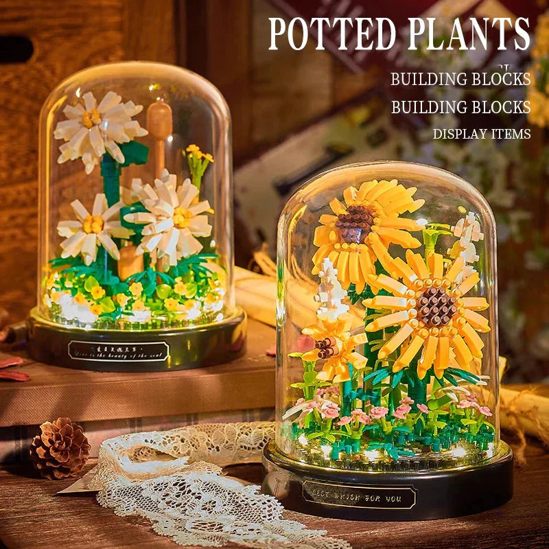 Norvo | Diy Mikro Blomster Byggekuber Mini Murstein Partikler Evig Liv Blomster Hjem Dekorasjon Monteringspuslespill Leketøysgave til Barn