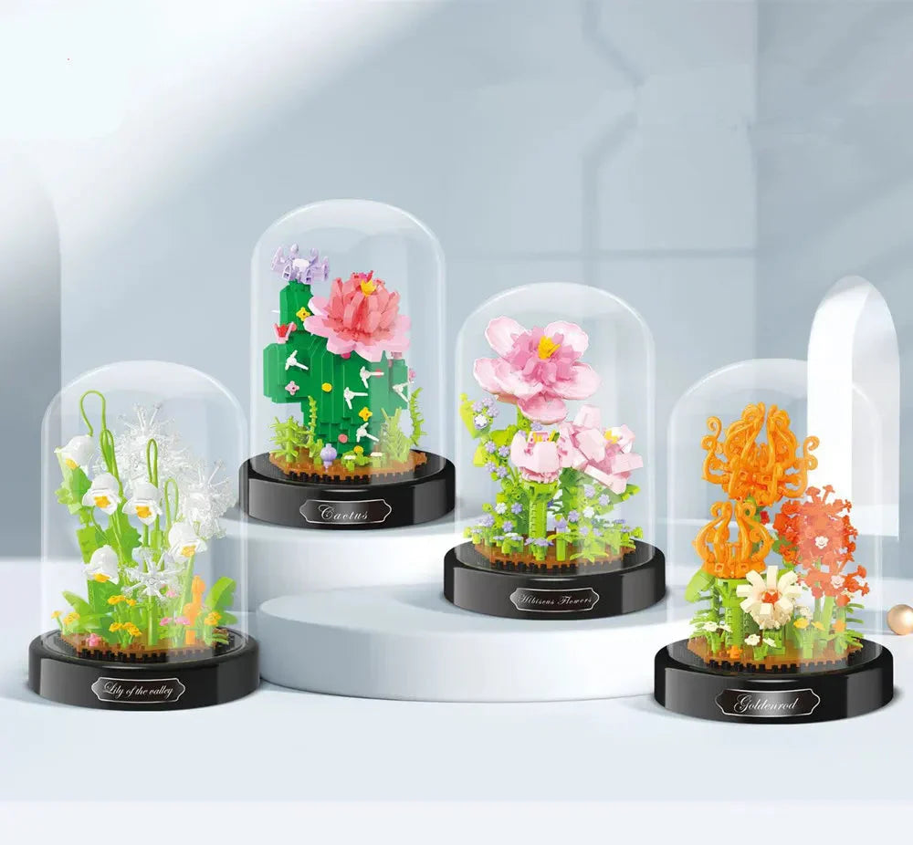 Norvo | Diy Mikro Blomster Byggekuber Mini Murstein Partikler Evig Liv Blomster Hjem Dekorasjon Monteringspuslespill Leketøysgave til Barn