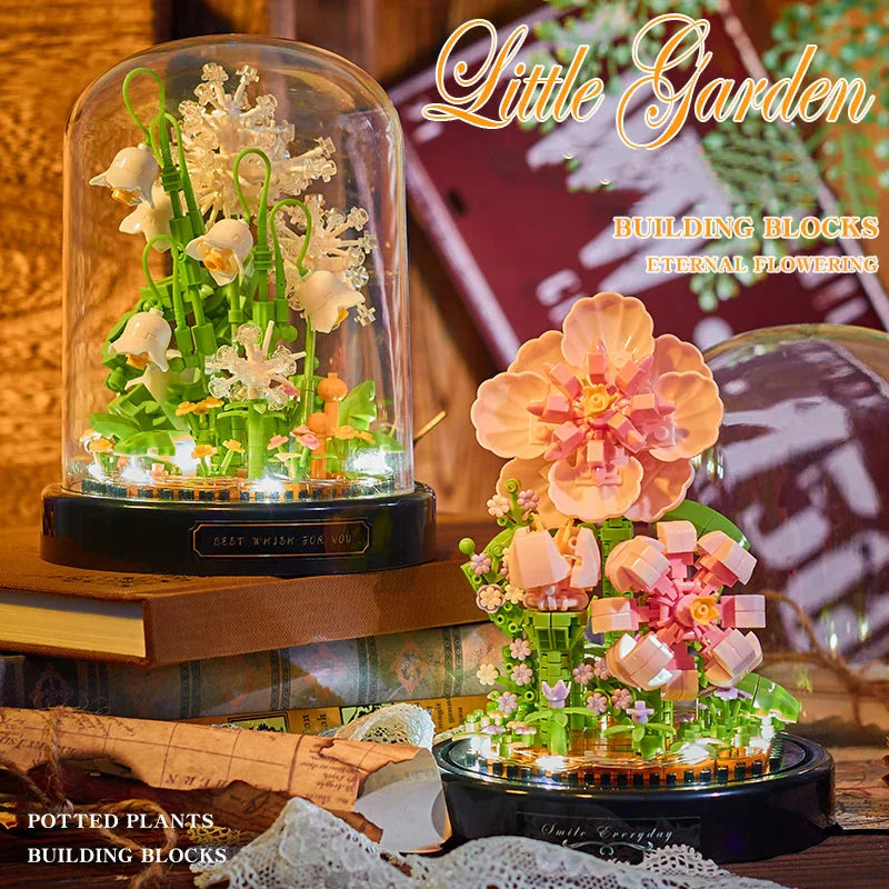 Norvo | Diy Mikro Blomster Byggekuber Mini Murstein Partikler Evig Liv Blomster Hjem Dekorasjon Monteringspuslespill Leketøysgave til Barn