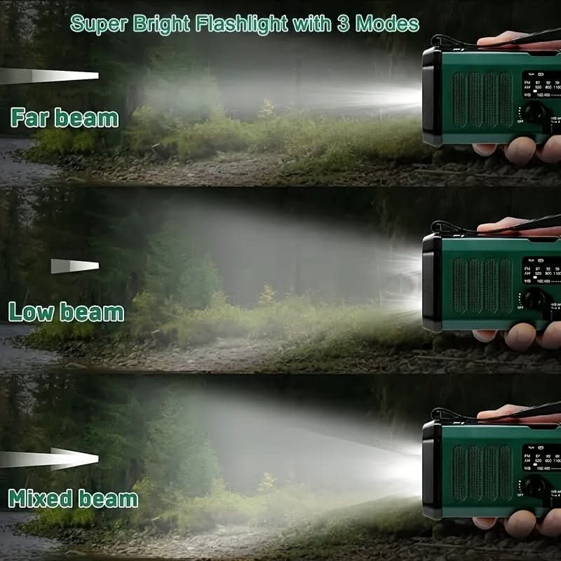 Norvo | Alt-i-ett nødradio med lommelykt og USB-ladefunksjon